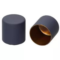 Navy Silicone 10 mm Metal Cord End Caps