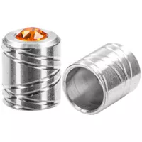 10mm 'Stainless Steel' Pro End Caps with Tangerine SWAROVSKI® Stone