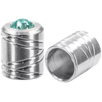 10mm 'Stainless Steel' Pro End Caps with Light Turquoise SWAROVSKI® Stone