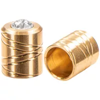 Brass 8 mm Pro End Caps with Crystal Preciosa Stone
