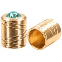 10mm 'Brass' Pro End Caps with Light Turquoise SWAROVSKI® Stone