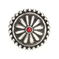 Concho with Screw - Round Silver / Red - 26 mm