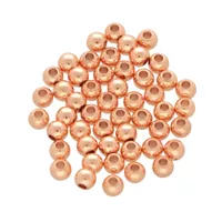 4 x 3,5mm - Set of 50 Brass Beads Round - Rose Gold