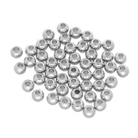 4 x 3,5mm - Set of 50 Brass Beads Round - Silver