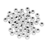 6 x 4,5mm - Set of 50 Plastic Beads Round - Silver