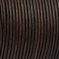 Dark Brown 'NATURAL Dyed' - HQ Leather Cord 3 mm