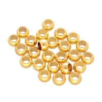 8 x 5,5 mm - Set of 25 Brass Beads Round - Gold