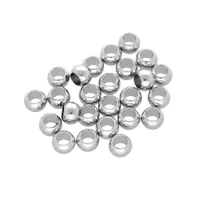 8 x 5,5mm - Set of 25 Brass Beads Round - Silver