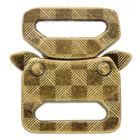 16mm Antique Brass Metal Safe Lock Buckle with checkered pattern