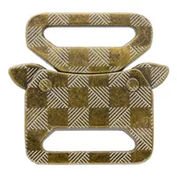 25mm Antique Brass Safe Lock Buckle with checkered design