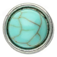 Slider Bead Round Stone - Silver / Turquoise