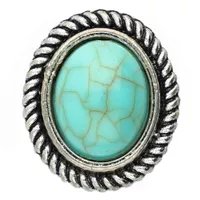 Slider Bead Oval Stone - Silver / Turquoise