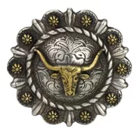 Concho with Screw - Round Bull Head Silver / Gold - 32 mm