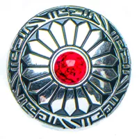 Concho with Screw - Red Flower 30mm