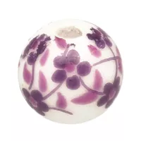 Purple Round Porcelain Flower Bead - 8 x 8 mm, 1,5 mm