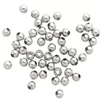 1.5 mm - Set of 50 Stainless Steel Round Beads - Silver