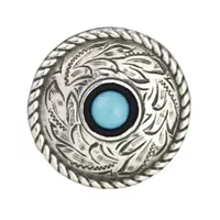 Concho with Screw - Round Silver / Blue - 25 mm
