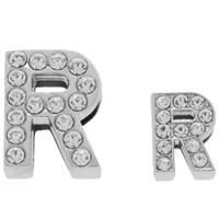 Letter &quot;R&quot; Bead Shiny Silver 12 mm