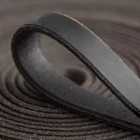 25mm Flat Top Grain Leather Strap - Black